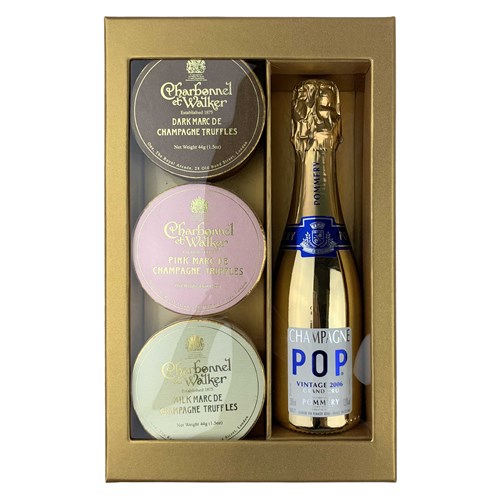 Gold Pop 20cl Champagne And Truffle Trio Set